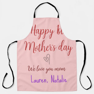 Happy first mothers day add name text mommy heart apron