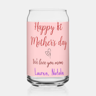Happy first mothers day add name text mommy heart can glass