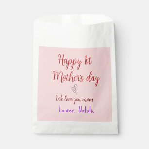 Happy first mothers day add name text mommy heart favour bag