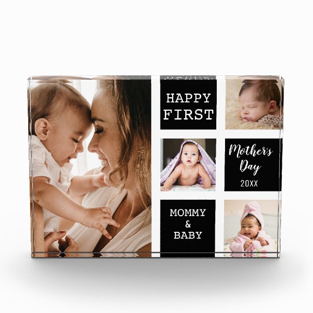 Happy First Mother's Day Black 4 Photo Collage   (Front)