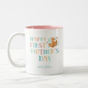 Happy First Mothers Day Boho Chic Custom Two-Tone Coffee Mug