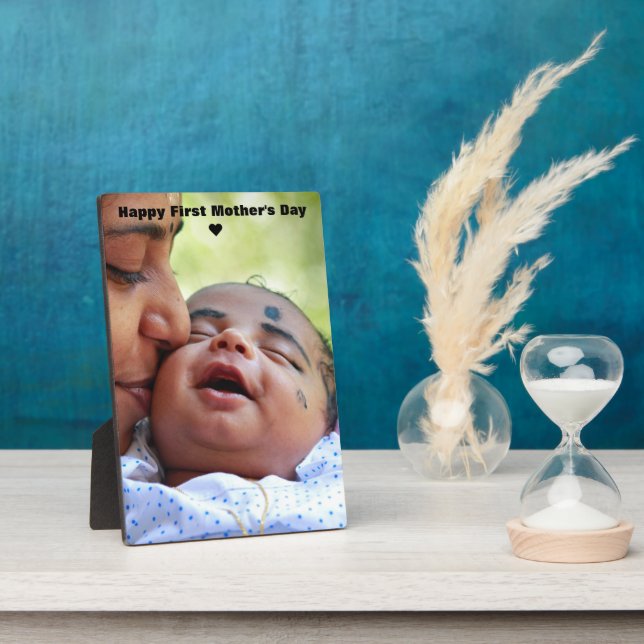 Happy First Mother's Day Custom Mom & Baby Photo   Plaque (Side)