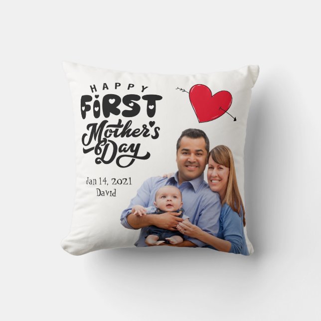 Happy First Mother's Day Custom Throw Pillow (Front)