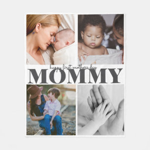 happy first mothers day cute photo collage fleece blanket