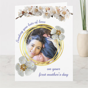 Happy First Mother's Day & flower modern photo Card