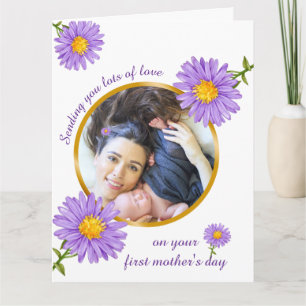 Happy First Mother's Day & flower modern photo Card
