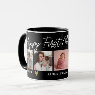 Happy First Mothers Day Grandma 5 Photo Black Mug