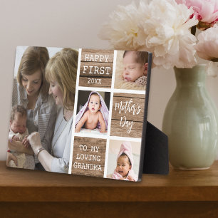 Happy First Mother's Day Grandma Wood 4 Photo  Plaque
