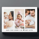 Happy First Mother's Day New Mom 3 Photo Collage Plaque<br><div class="desc">1st Mother's day gift idea -A modern photo plaque with 3 photo collage and custom caption. A unique and memorable keepsake gift for the new mom.</div>
