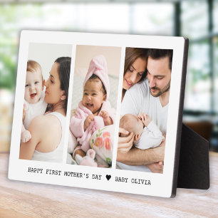 Happy First Mother's Day New Mom 3 Photo Collage Plaque