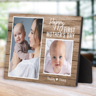 Happy First Mother's Day New Mom Wood 2 Photo  Plaque