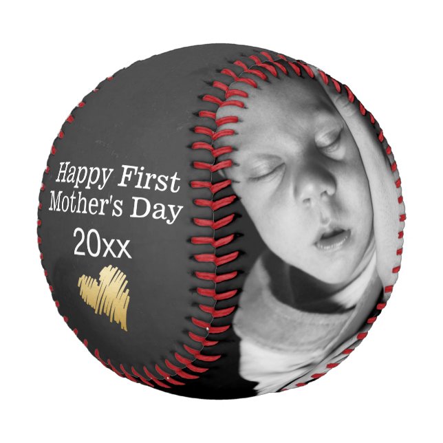 Happy First Mothers Day Personalized One of a Kind Baseball (Angled)