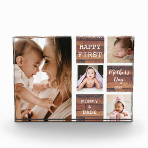 Happy First Mother's Day Wood 4 Photo Collage  