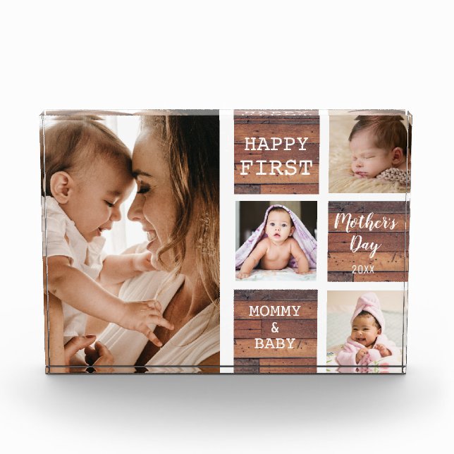 Happy First Mother's Day Wood 4 Photo Collage   (Front)
