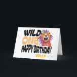 Happy First Wild One Safari Themed 1st Birthday  Card<br><div class="desc">This cute birthday card,  is a fun way to celebrate the birthday of one of your favourite people!
This card can be customised with the birthday boy or girls name.</div>