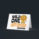 Happy First Wild One Safari Themed 1st Birthday  Card<br><div class="desc">This cute birthday card,  is a fun way to celebrate the birthday of one of your favourite people!
This card can be customised with the birthday boy or girls name.</div>