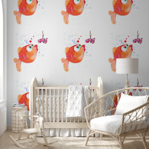 Happy Fish and Worm Funny Wallpaper
