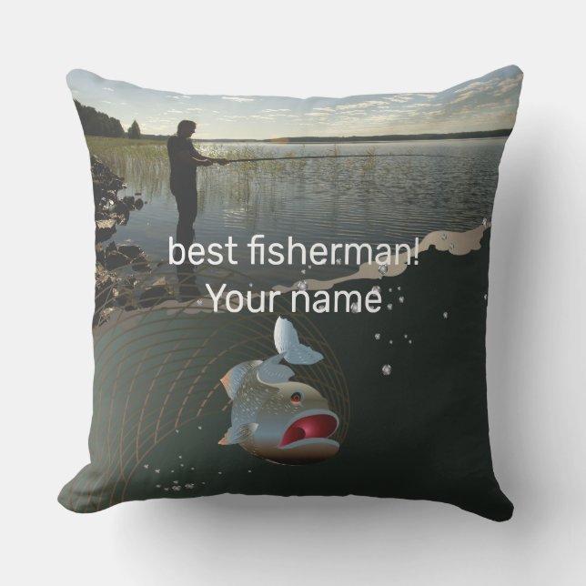 Happy fishing  outdoor pillow (Front)
