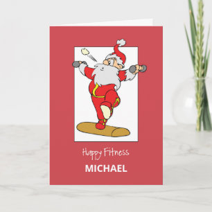 Happy Fitness Exercise Christmas with Santa Card