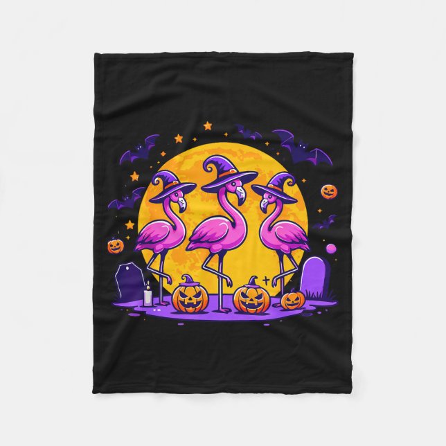 Happy Flamingoween Funny Flamingo Halloween Costum Fleece Blanket (Front)