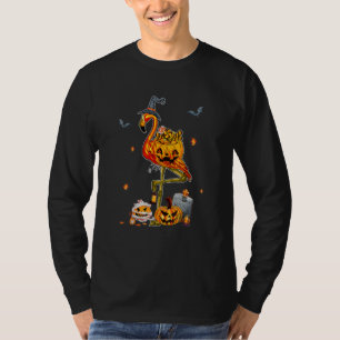 Happy Flamingoween Witch Pumpkin Mummy Flamingo Ha T-Shirt