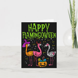 Happy Flamingoween Y Flamingos Funny Halloween Cos Card