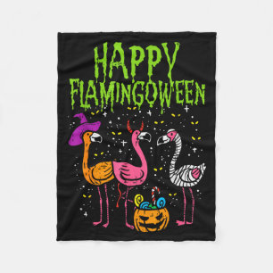 Happy Flamingoween Y Flamingos Funny Halloween Cos Fleece Blanket