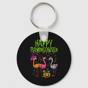 Happy Flamingoween Y Flamingos Funny Halloween Cos Keychain