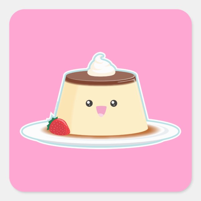 Happy Flan Square Sticker (Front)