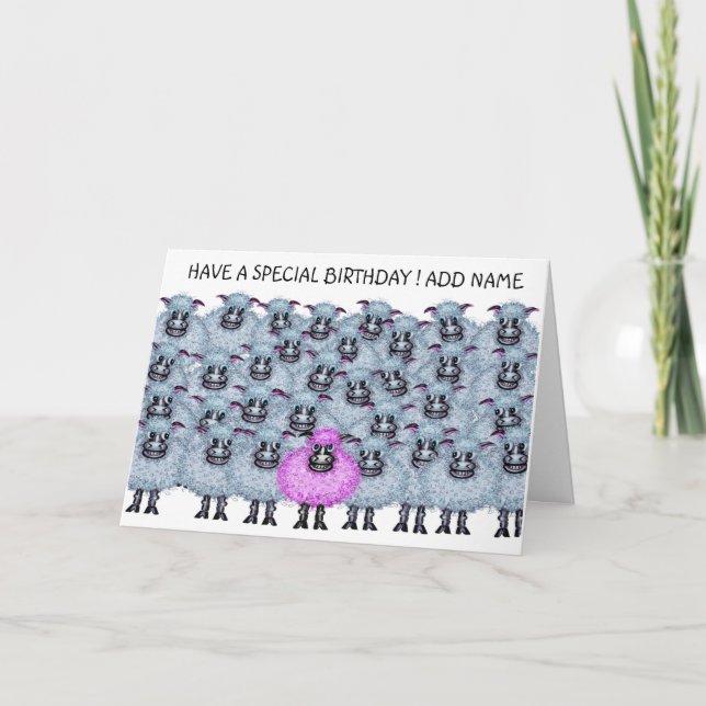 Happy flock of sheep card (Front)