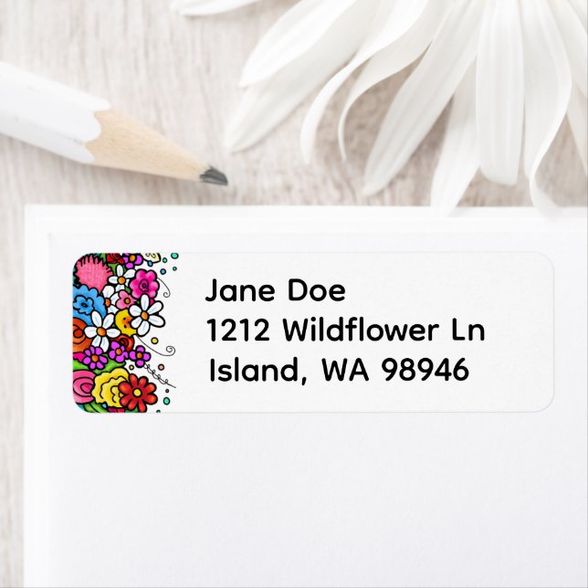 Happy Floral Address labels (En situation)