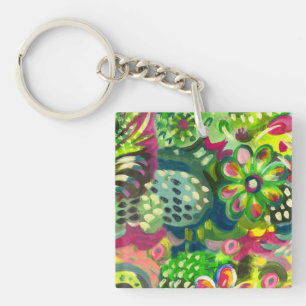 Happy floral keychain
