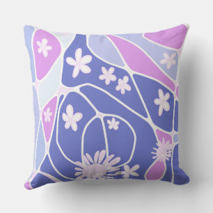 Happy Floral Neuro Art - Purple Gradient Throw Pillow