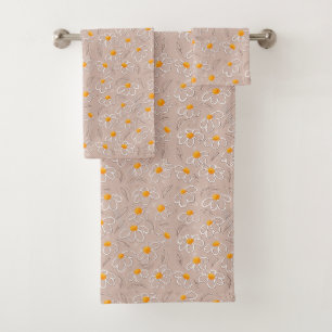 Happy Flower Doodles Bath Towel Set