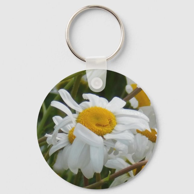 Happy Flower - Happy face smiling daisy Keychain (Front)