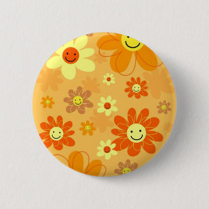 Happy Flowers 2 Inch Round Button