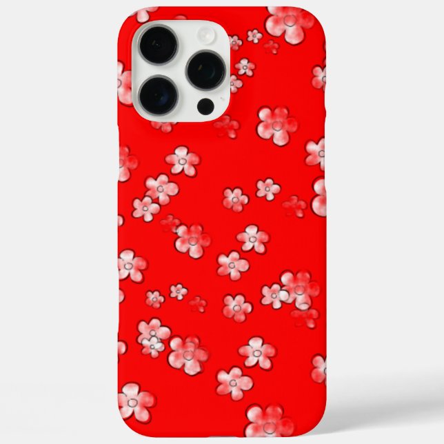 Happy Flowers 3 - Red - Cute Girly Case - (Back)