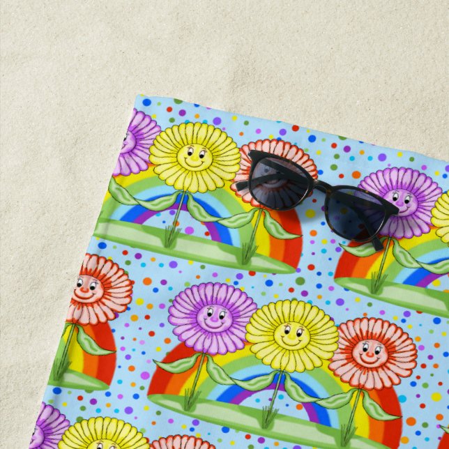 Happy Flowers Beach Towel (In Situ)