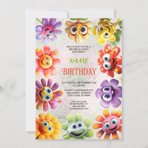 Happy Flowers Birthday Party Invitation