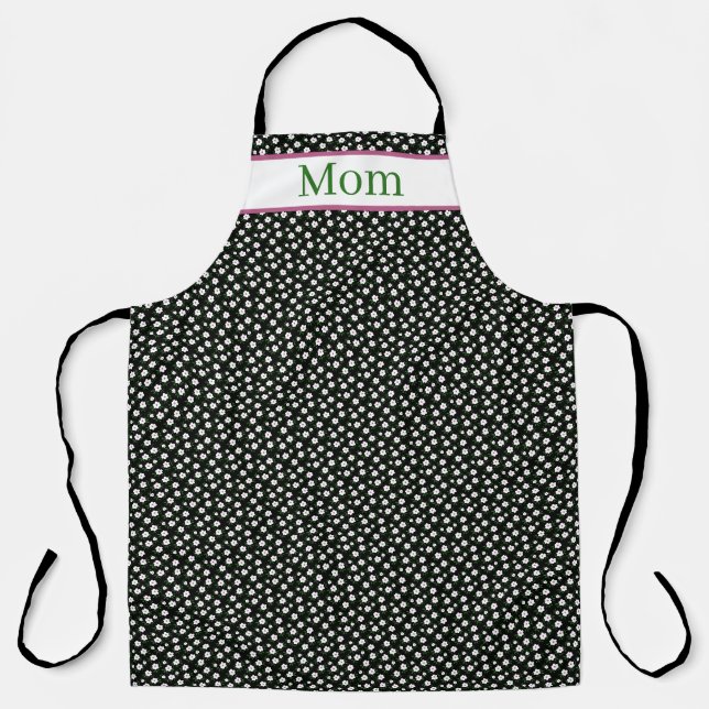 Happy Flowers Black Apron (Front)