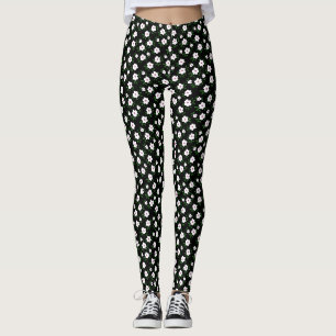 Happy Flowers Black Leggings