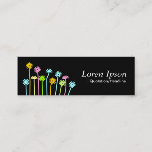 Happy Flowers (Black) Mini Business Card