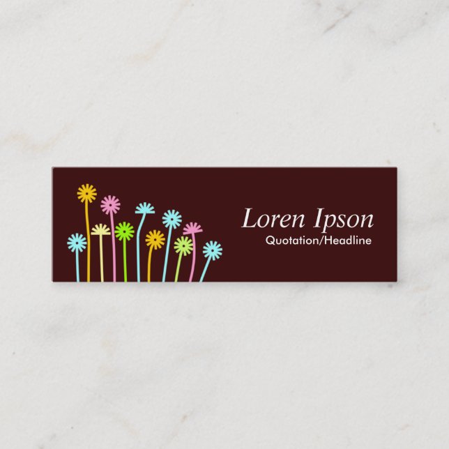 Happy Flowers (Dark Brown) Mini Business Card (Front)