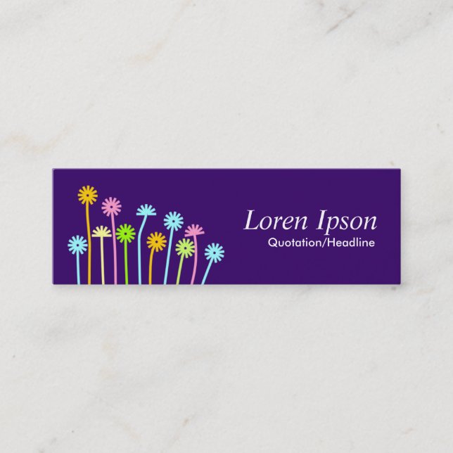 Happy Flowers (Dark Purple) Mini Business Card (Front)