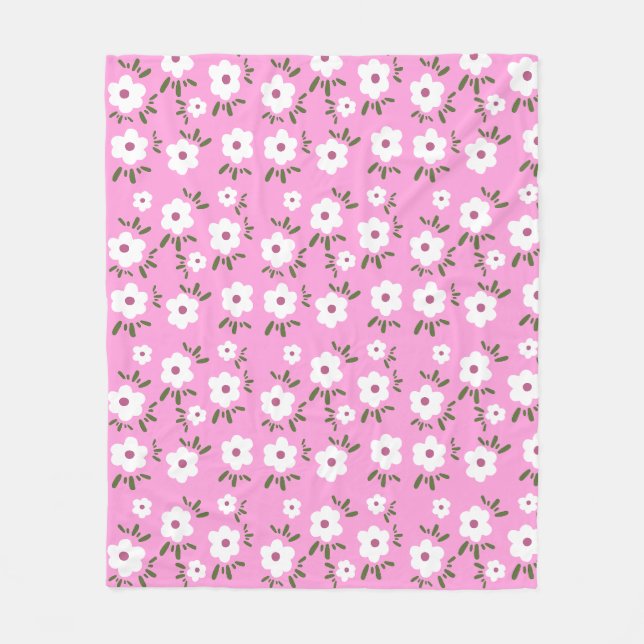 Happy Flowers Fleece Blanket (Front)