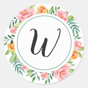 Happy Flowers Monogram Stickers