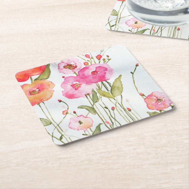Happy Flowers  Paper Coasters (Angled)