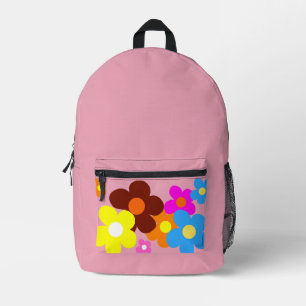 Happy Flowers Pastel Pink Printed Backpack