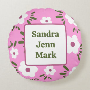 Happy Flowers Round Pillow