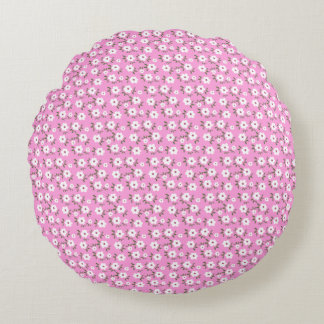 Happy Flowers Round Pillow